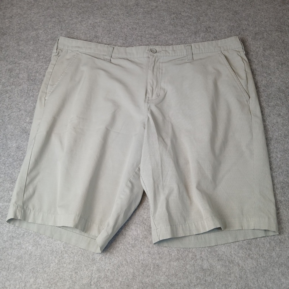George Flat Front Shorts Mens 40 Grey Micro Grid Stretch Cotton Blend